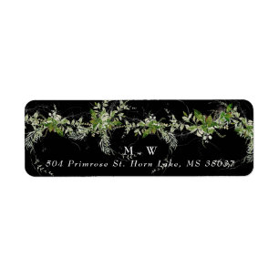 Monogram Eucalyptus Wreath Premium Black Envelope