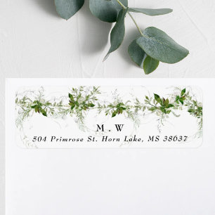 Monogram Eucalyptus Wreath Wedding Envelope