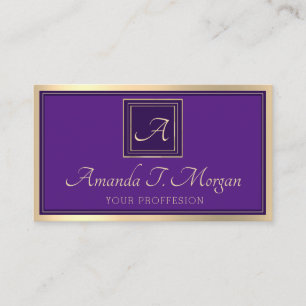Monogram Event Planner Gold Frame Royal Purple Business Card