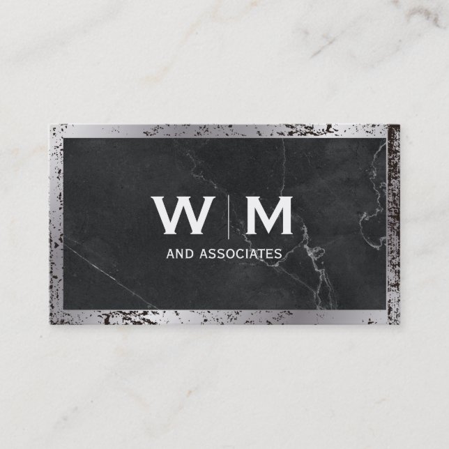 Monogram | Executive | Grunge Distressed Business Card (Front)