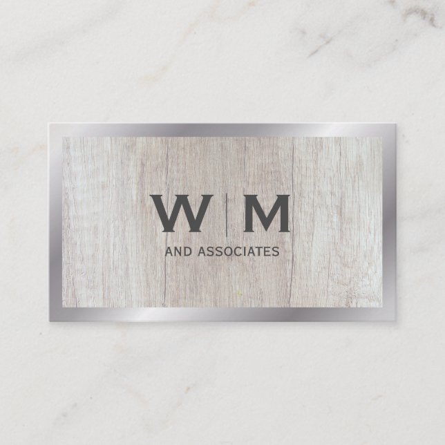 Monogram | Executive | Wood Grain Business Card (Front)