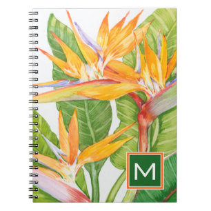 Monogram Exotic Flowers Watercolor Notebook