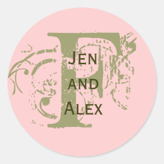 Monogram F and Names Pink Sticker