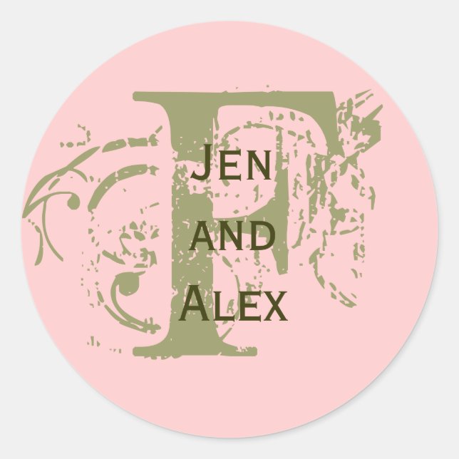 Monogram F and Names Pink Sticker (Front)