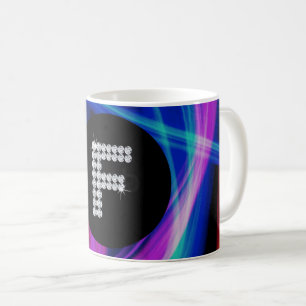 Monogram F Diamond Neon Colourful Background Bling Coffee Mug