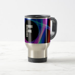 Monogram F Diamond Neon Colourful Background Bling Travel Mug