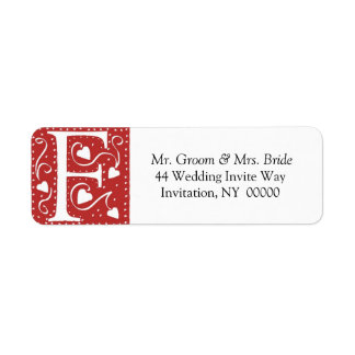 Monogram F Hearts Red White Wedding Colours Return