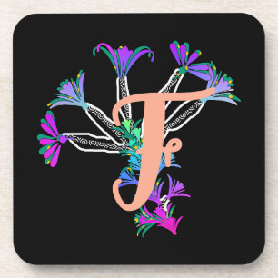Monogram F Initial  Beverage Coaster
