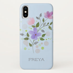 Monogram F & Name Freya Floral Design iPhone X Case