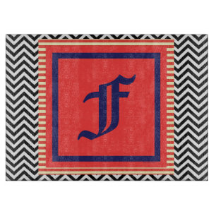 Monogram F Tempered Glass Cutting Board