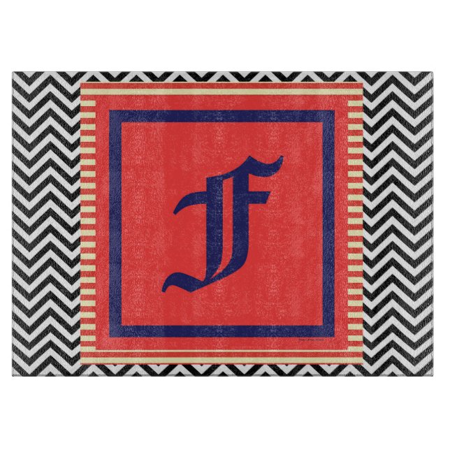 Monogram F Tempered Glass Cutting Board (Front)
