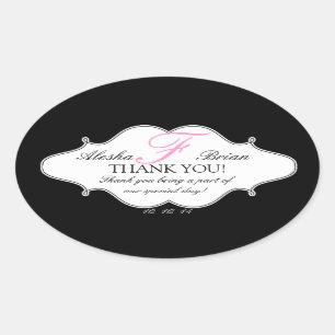 Monogram F Wedding Thank You Stickers Oval
