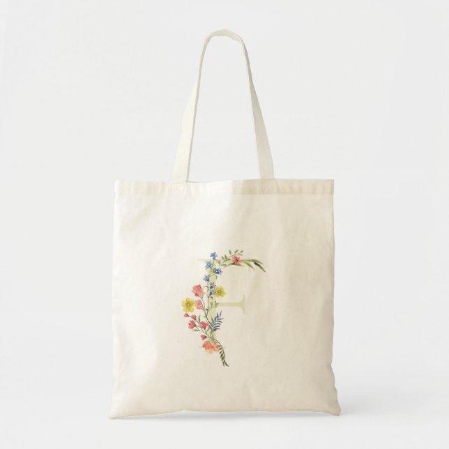 monogram F wedding wild flower Bridal Shower Tote Bag (Front)