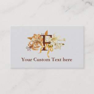 Monogram "F" with Vintage Lilies Template Business Card