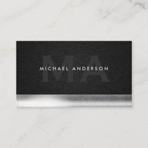 Monogram   Fabric Black   Metallic Trim Business Card