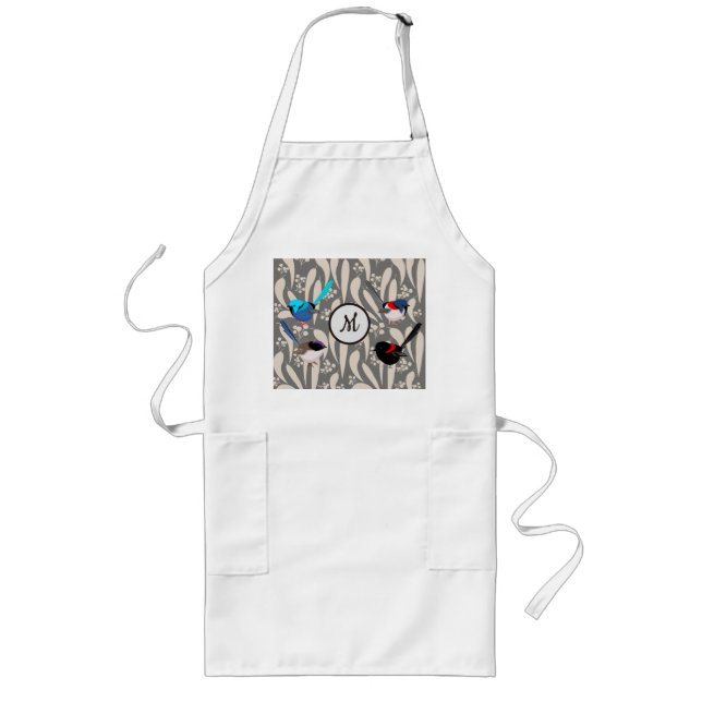 Monogram Fairy Wrens Long Apron (Front)