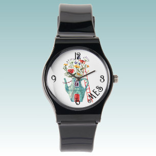 Monogram, Fairytale Cottage Black Silicone Strap Watch