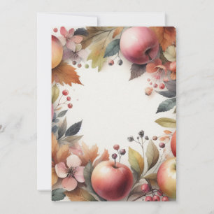 Monogram Fall apples in pastel colours watercolor  Invitation