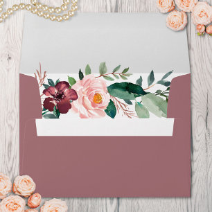 Monogram Fall Autumn Rose Wreath Return Address Envelope