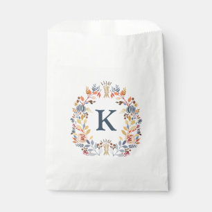 Monogram Fall Colour Yellow, Orange Red Blue Flora Favour Bags