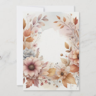 Monogram Fall leaves and flowers watercolor  Invitation