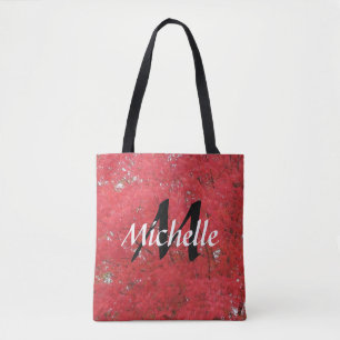 Monogram Fall Leaves Tote Bag