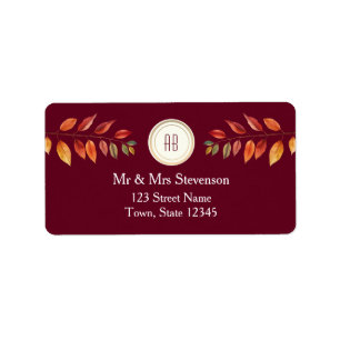 Monogram Fall Wedding Return Address Label