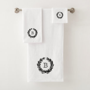 Monogram Family Crest Emblem Vintage Bath Towel Set