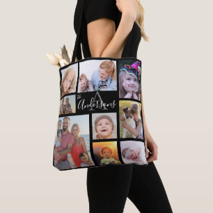 Monogram Family Eight Photo Customised Tote Bag