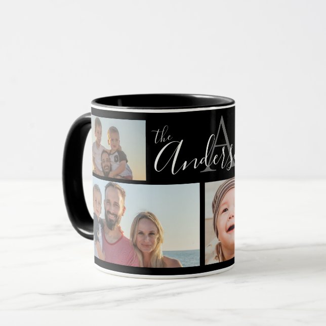 Monogram Family Four Photo Customised Kee Mug (Front Left)