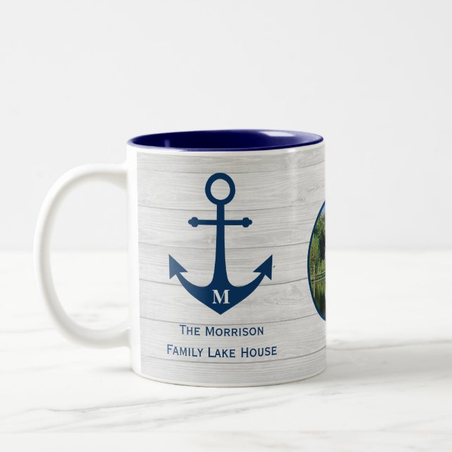 Monogram Family Lake House Living Two-Tone Coffee Mug (Left)