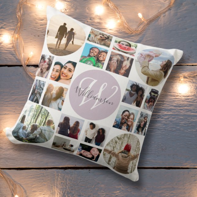 Monogram Family Memories 20 Photo Collage    Cushion (Creator Uploaded)
