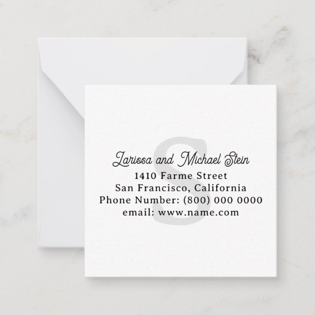 Monogram Family Name Address  Card (Front)