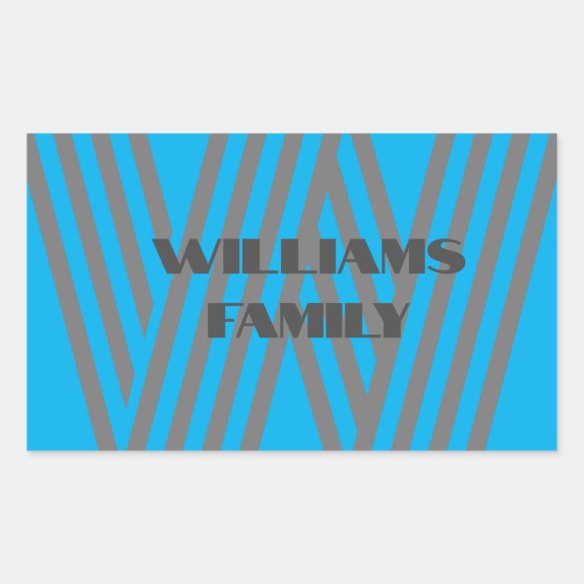Monogram family name blue grey modern Sticker (Front)