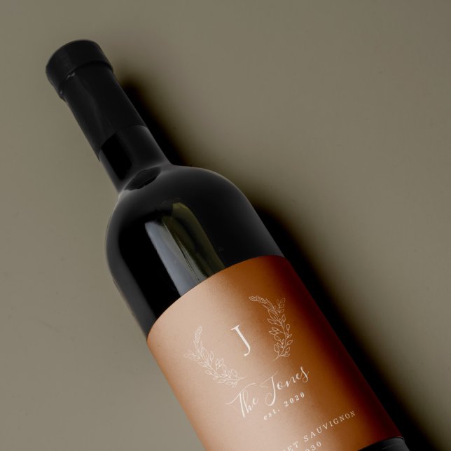 Monogram family name classy elegant template wine label (Creator Uploaded)