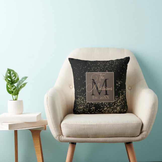 Monogram Family Name Gold Confetti  Cushion (Chair)