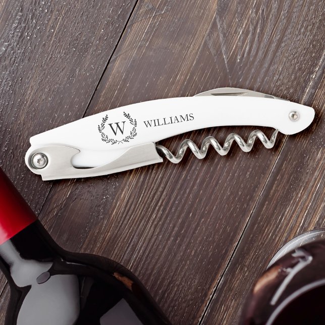 Monogram Family Name Laurel Crest Corkscrew (Creator Uploaded)