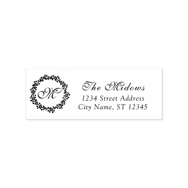 Monogram Family Name RSVP Adress Royal Wreath Lux Rubber Stamp (Imprint)