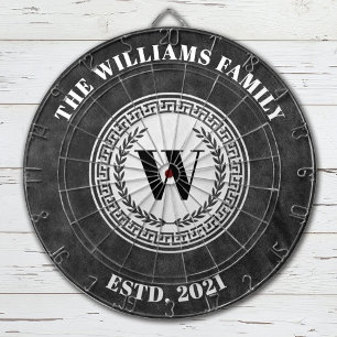Monogram Family Name Vintage Crest Dartboard