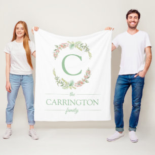 Monogram Family Personalised Name Fleece Blanket