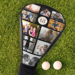 Monogram Family Photo Collage Cool Trendy Sports Golf Head Cover<br><div class="desc">Surprise your dad this Father's Day with a personalised Golf head cover with his favourite photos of his loved ones. His personal monogram surrounded by 10 family pictures within a modern layout. Perfect birthday present as well.</div>