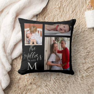 Monogram Family Photo Collage Customised Cushion