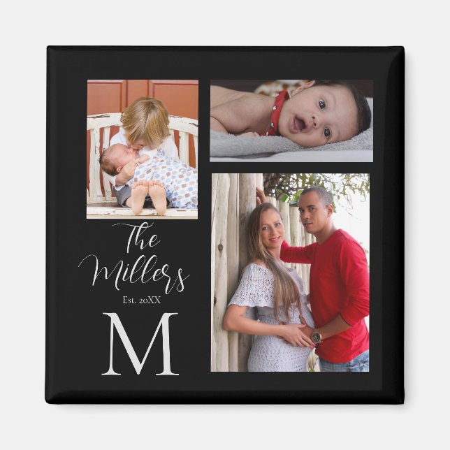 Monogram Family Photo Collage  Magnet (Front)