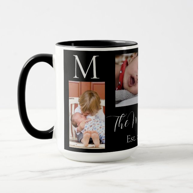 Monogram Family Photo Collage Personalised  Mug (Left)