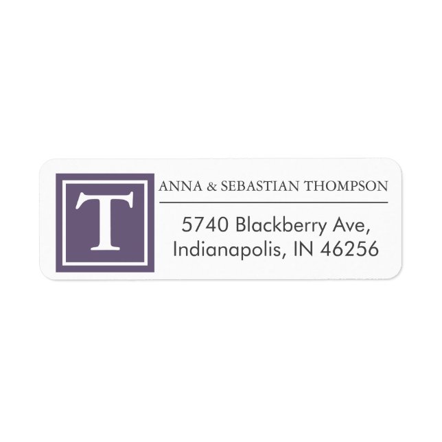 Monogram Family Purple Return Address Label (Front)