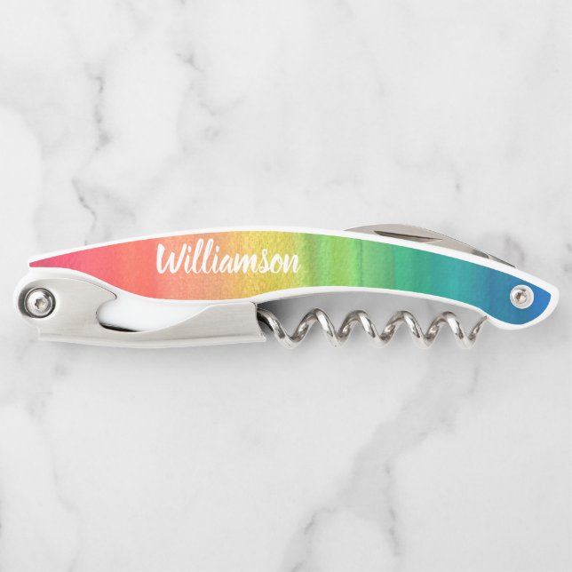 Monogram Family Watercolor Colourful Corkscrew (Front)