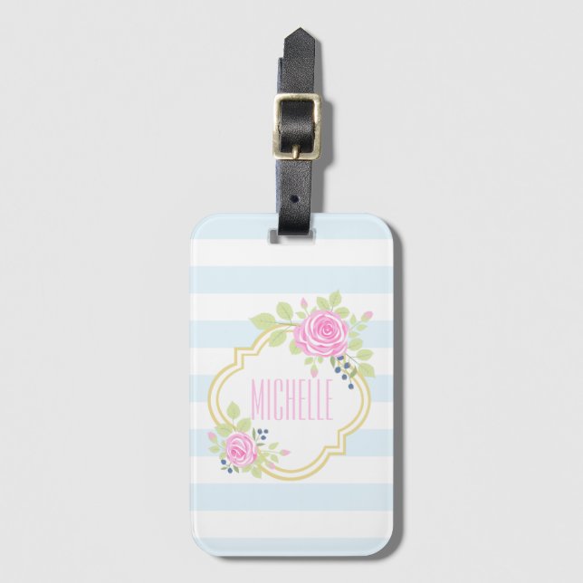 Monogram Fancy Luggage Tag w/ Business Card Slot (Front Vertical)