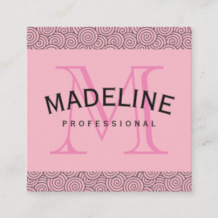 Monogram Fancy Pattern Square Business Card