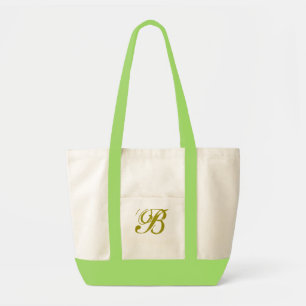 Monogram fancy two tone tote. Customise Monogram Tote Bag