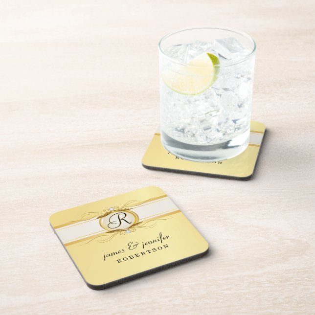 Monogram Fancy Vintage Gold Coaster Set (Right Side)